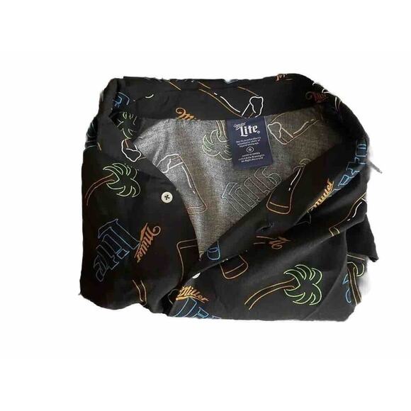 Miller Lite Men’s Small Short Sleeve Button Up Golf Polo Collared Shirt Black - Picture 3 of 5